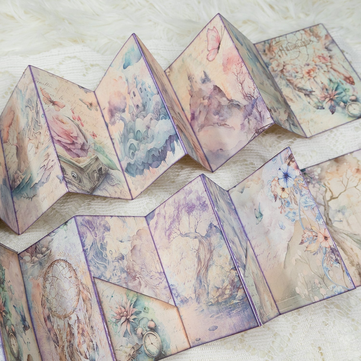 Mini Purple Fairytale Forest Handmade Junk Journal Folio Kit (2 Pcs) 1