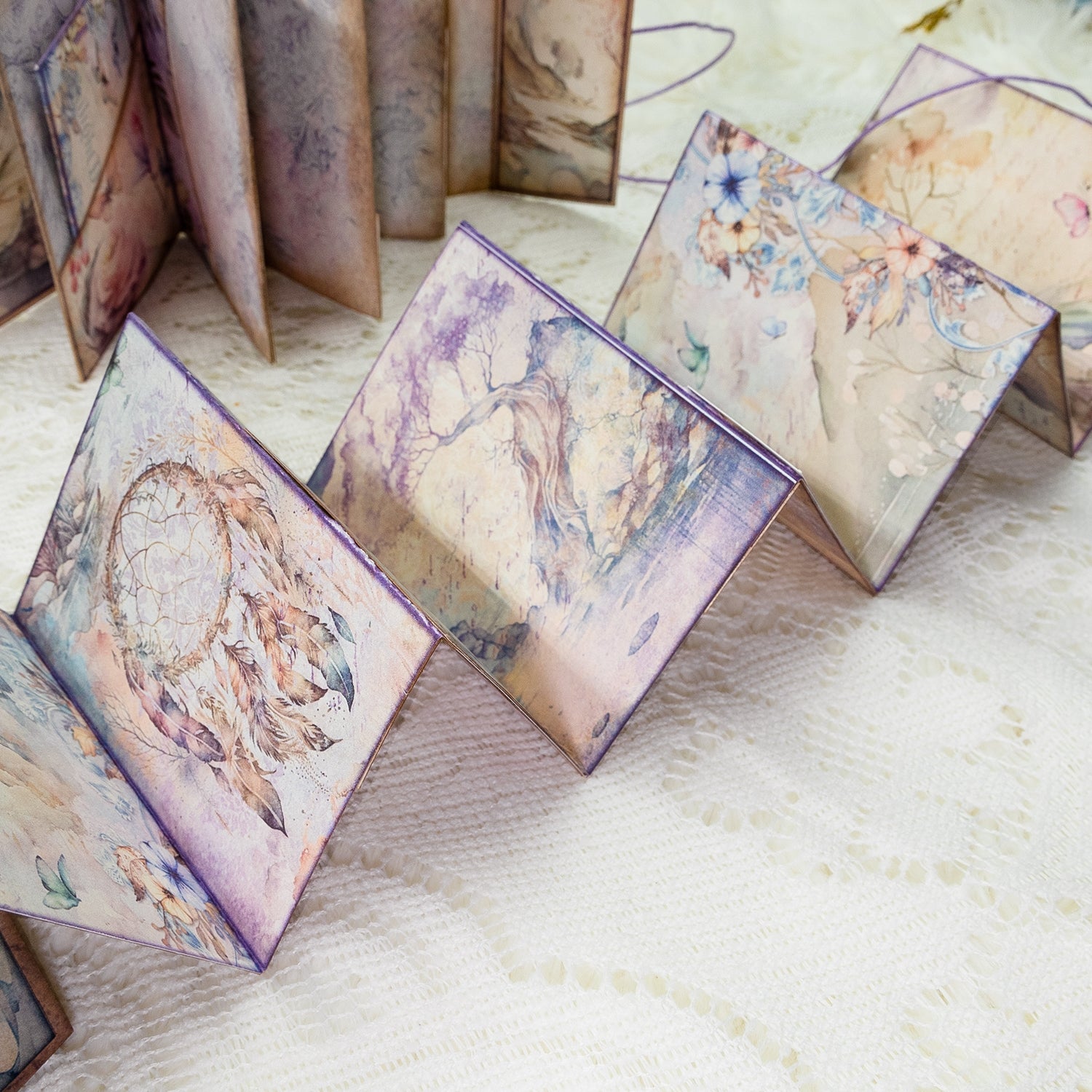 Mini Purple Fairytale Forest Handmade Junk Journal Folio Kit (2 Pcs) 3