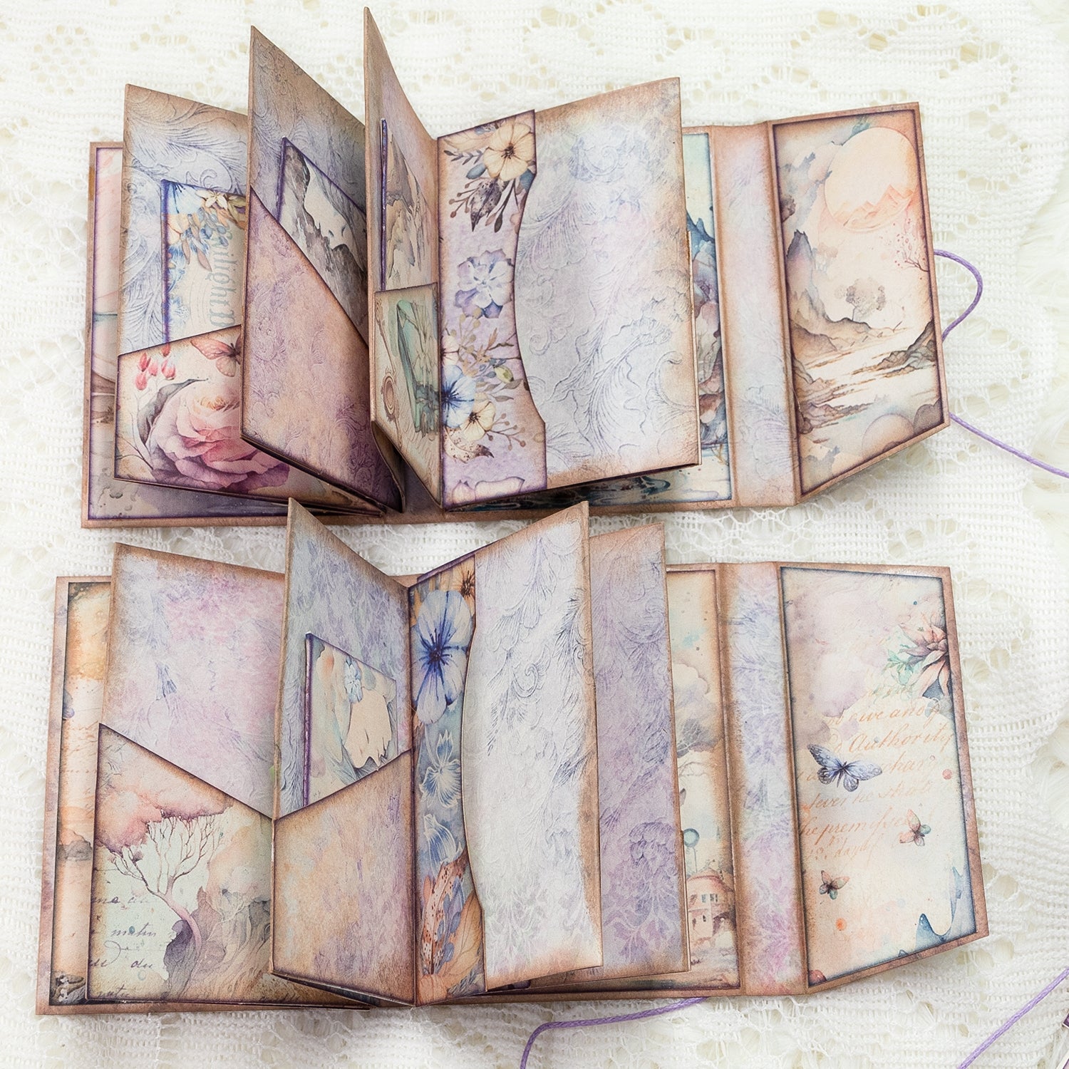 Mini Purple Fairytale Forest Handmade Junk Journal Folio Kit (2 Pcs) 8