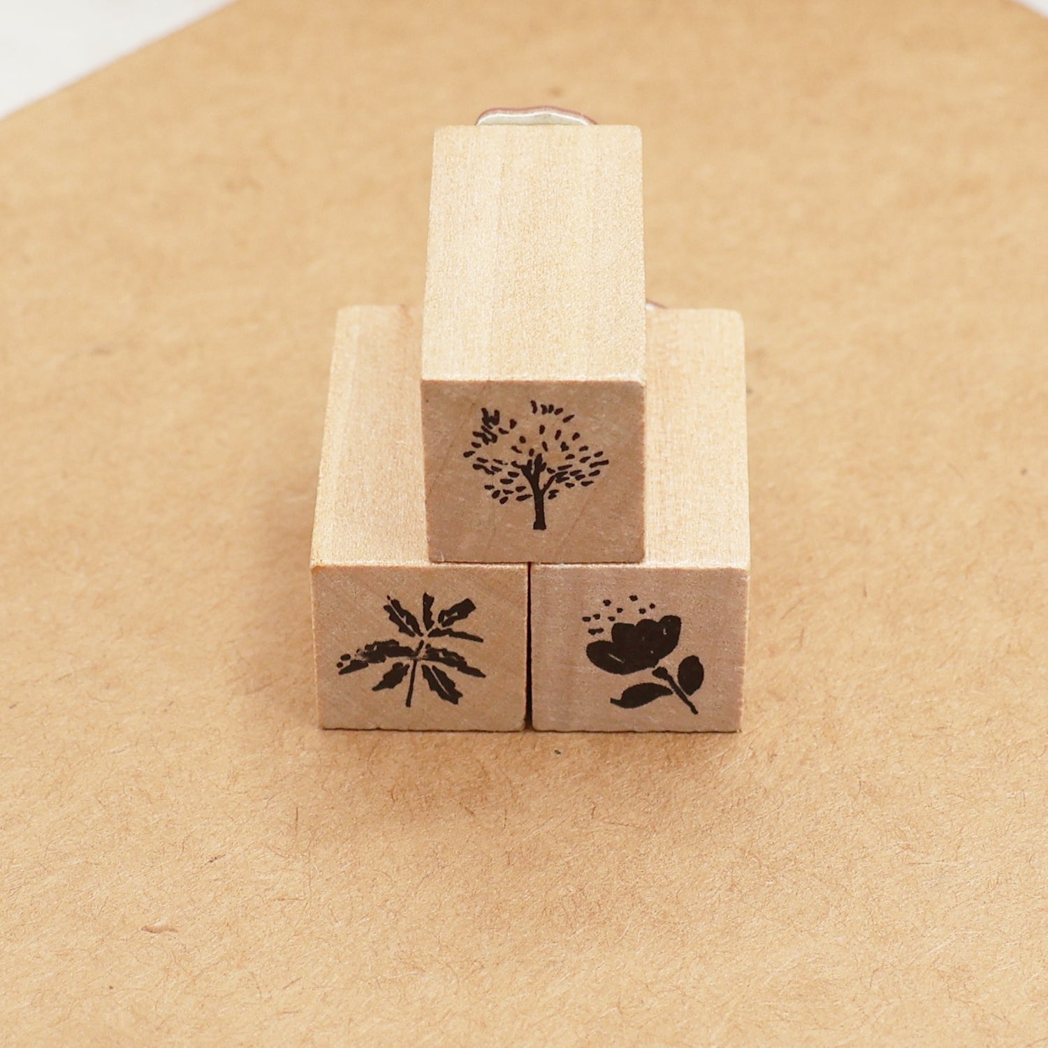 Mini Simple Flower Leaf Wooden Rubber Stamp 3
