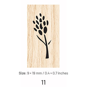 Mini Simple Flower Leaf Wooden Rubber Stamp sku-11