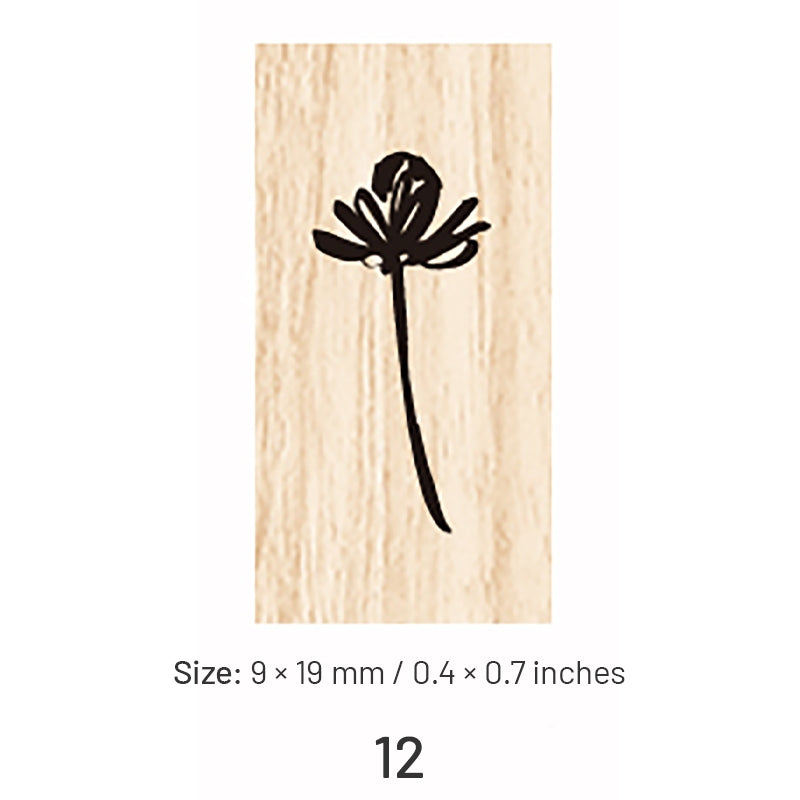Mini Simple Flower Leaf Wooden Rubber Stamp sku-12
