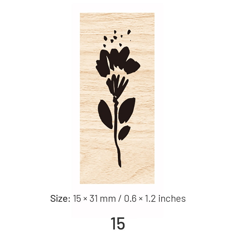 Mini Simple Flower Leaf Wooden Rubber Stamp sku-15
