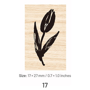 Mini Simple Flower Leaf Wooden Rubber Stamp sku-17
