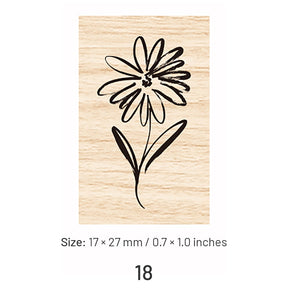 Mini Simple Flower Leaf Wooden Rubber Stamp sku-18