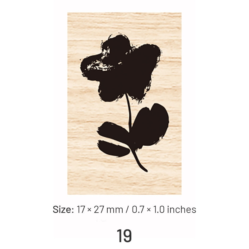 Mini Simple Flower Leaf Wooden Rubber Stamp sku-19