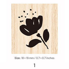 Mini Simple Flower Leaf Wooden Rubber Stamp sku-1