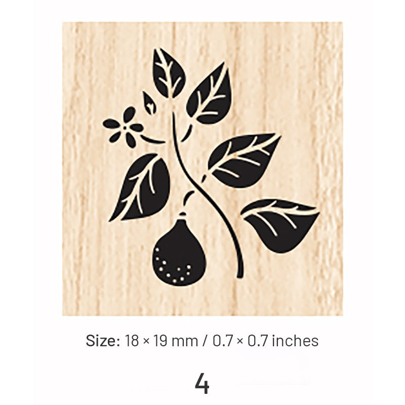 Mini Simple Flower Leaf Wooden Rubber Stamp sku-4