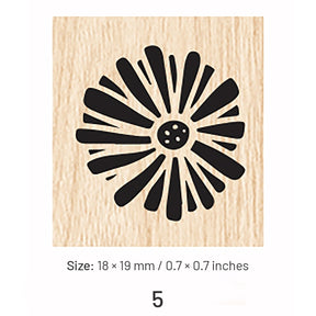 Mini Simple Flower Leaf Wooden Rubber Stamp sku-5