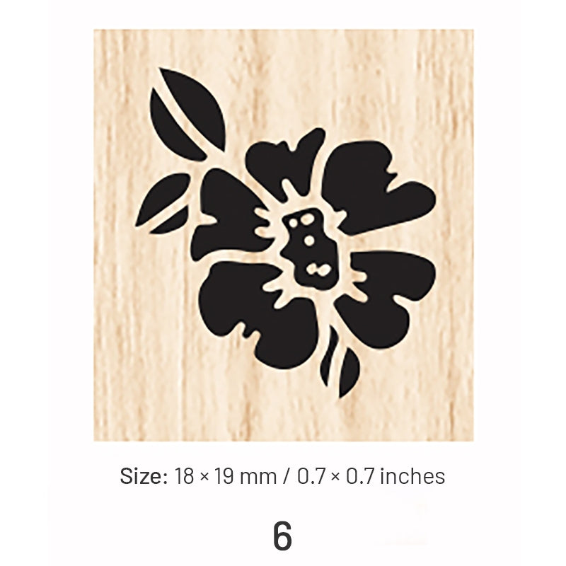 Mini Simple Flower Leaf Wooden Rubber Stamp sku-6