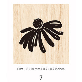 Mini Simple Flower Leaf Wooden Rubber Stamp sku-7