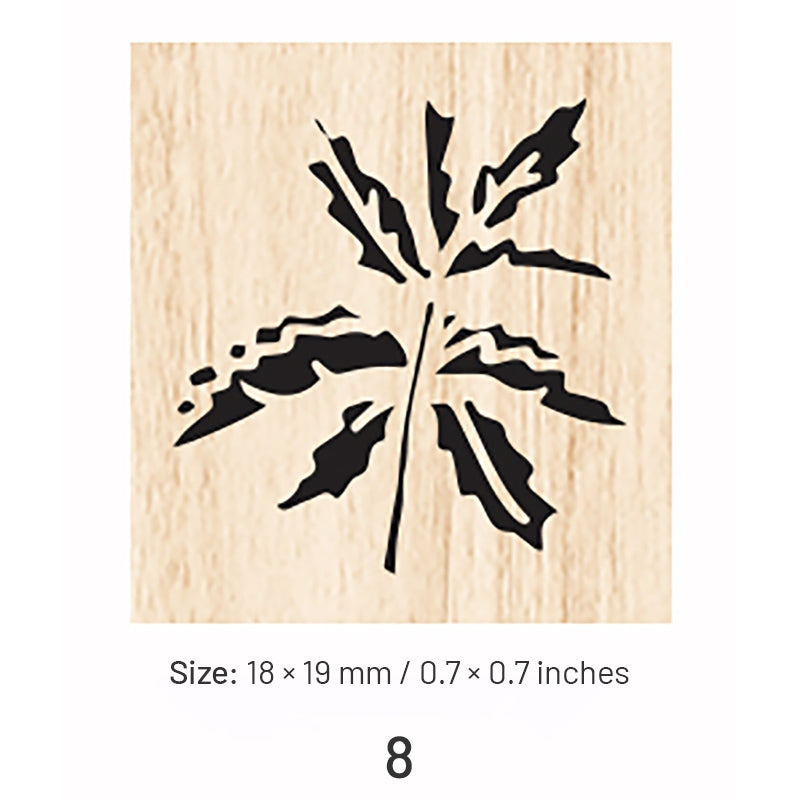 Mini Simple Flower Leaf Wooden Rubber Stamp sku-8