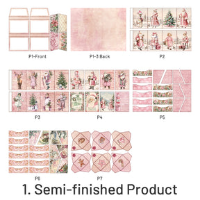 Mini Vintage Pink Christmas Handmade Junk Journal Folio Kit (2 Pcs) sku-1