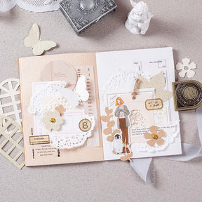 Minimalist Handmade Scrapbok Paper - Butterfly, Bottle, Leaf, Window, Tag, Stamp - Stamprints10