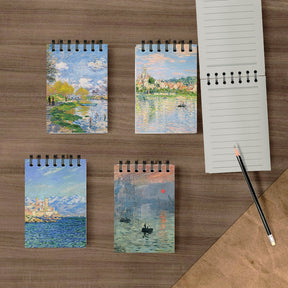 Monet & Van Gogh Famous Painting Cover Pocket-Sized A7 Spiral Notebook a