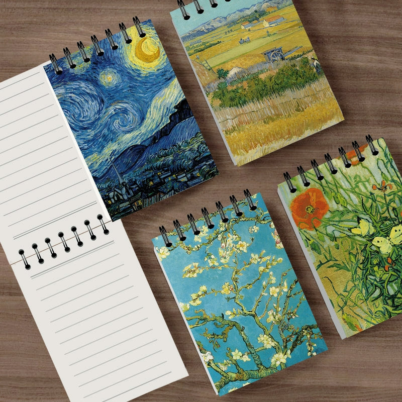 Monet & Van Gogh Famous Painting Cover Pocket-Sized A7 Spiral Notebook b
