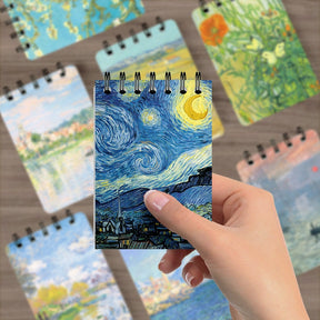 Monet & Van Gogh Famous Painting Cover Pocket-Sized A7 Spiral Notebook c