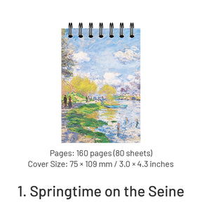 Monet & Van Gogh Famous Painting Cover Pocket-Sized A7 Spiral Notebook sku-1