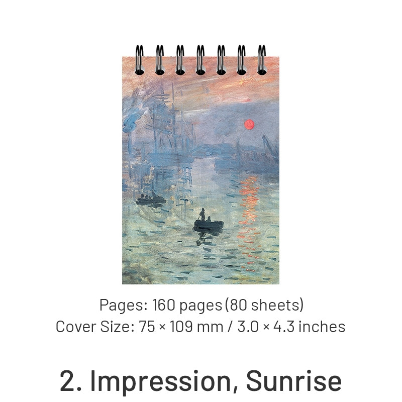 Monet & Van Gogh Famous Painting Cover Pocket-Sized A7 Spiral Notebook sku-2