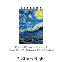 Monet & Van Gogh Famous Painting Cover Pocket-Sized A7 Spiral Notebook sku-7