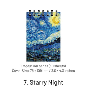 Monet & Van Gogh Famous Painting Cover Pocket-Sized A7 Spiral Notebook sku-7