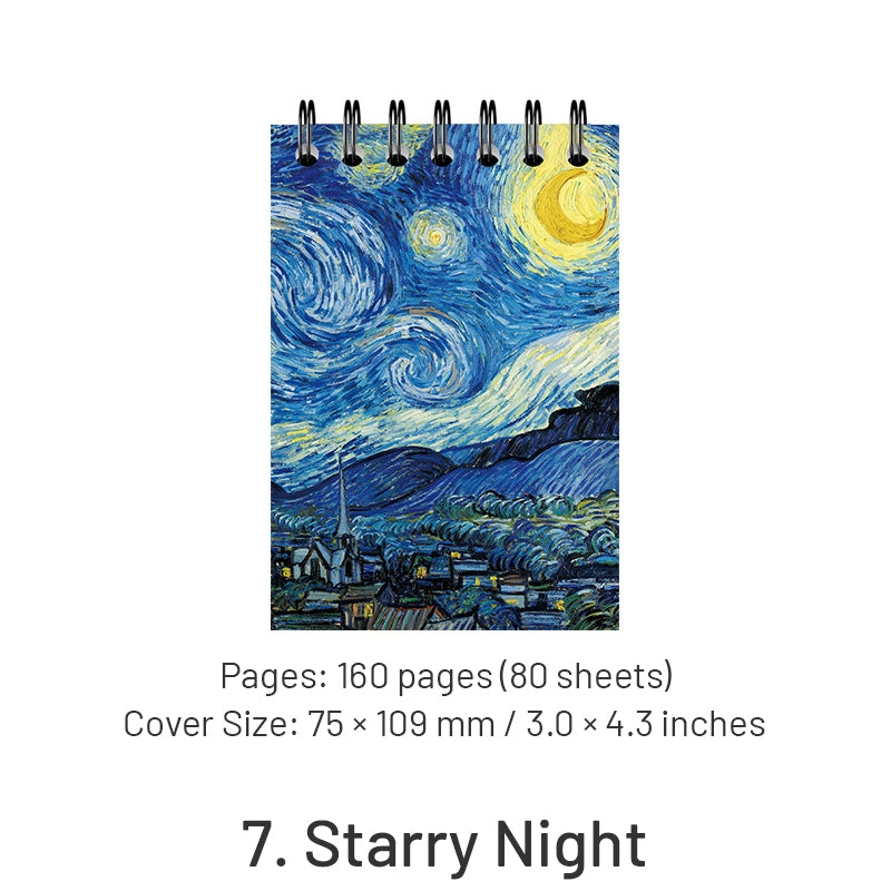 Monet & Van Gogh Famous Painting Cover Pocket-Sized A7 Spiral Notebook sku-7