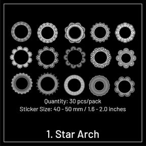 Moon and Stars Series Retro Lace Decorative Stickers sku-1
