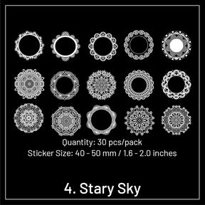 Moon and Stars Series Retro Lace Decorative Stickers sku-4