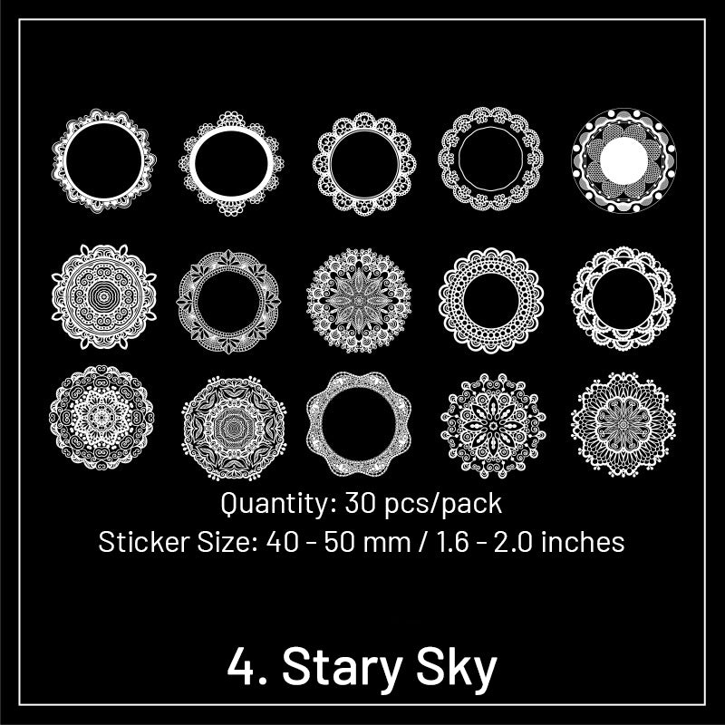 Moon and Stars Series Retro Lace Decorative Stickers sku-4