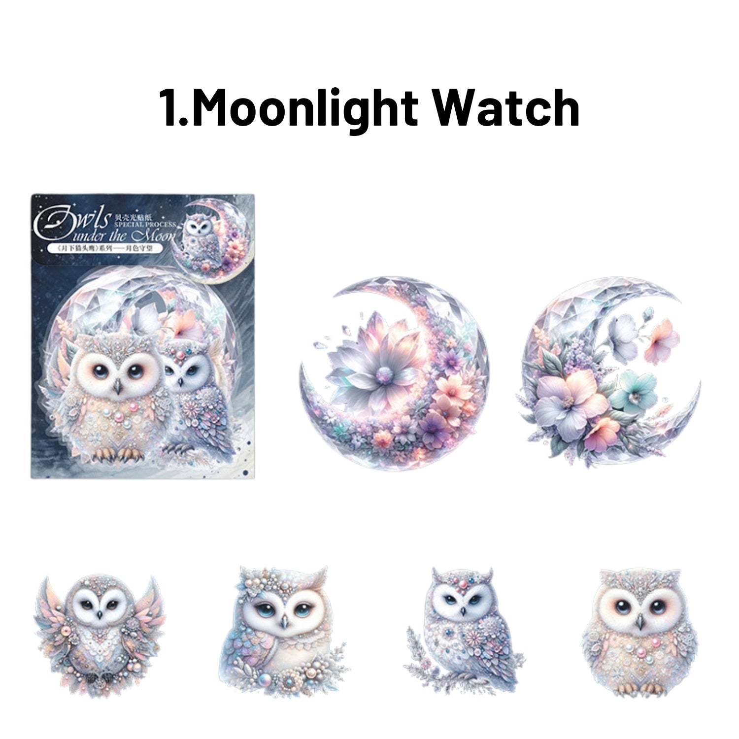 Moon Owl Series Creative Shell Light Sticker 17