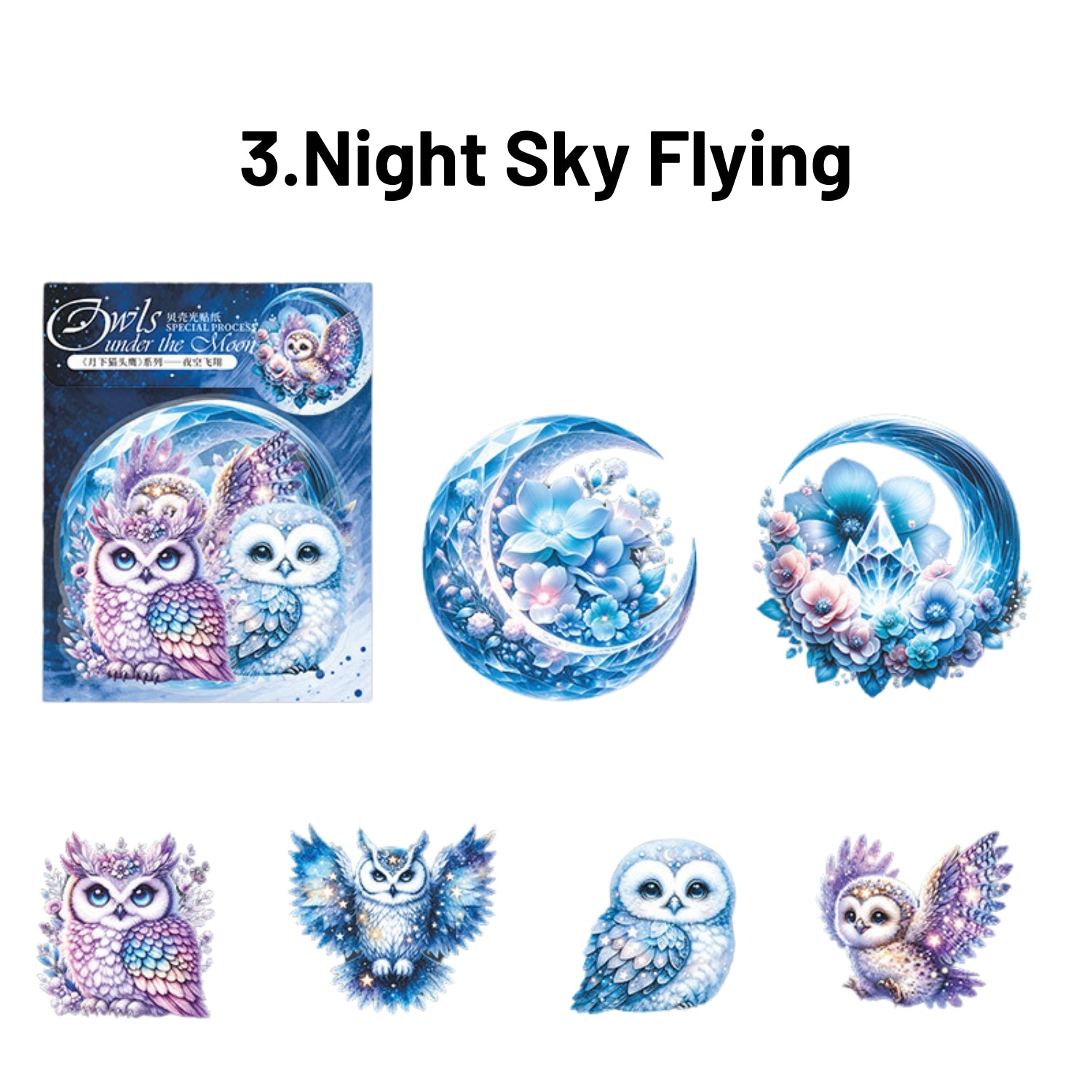 Moon Owl Series Creative Shell Light Sticker 19