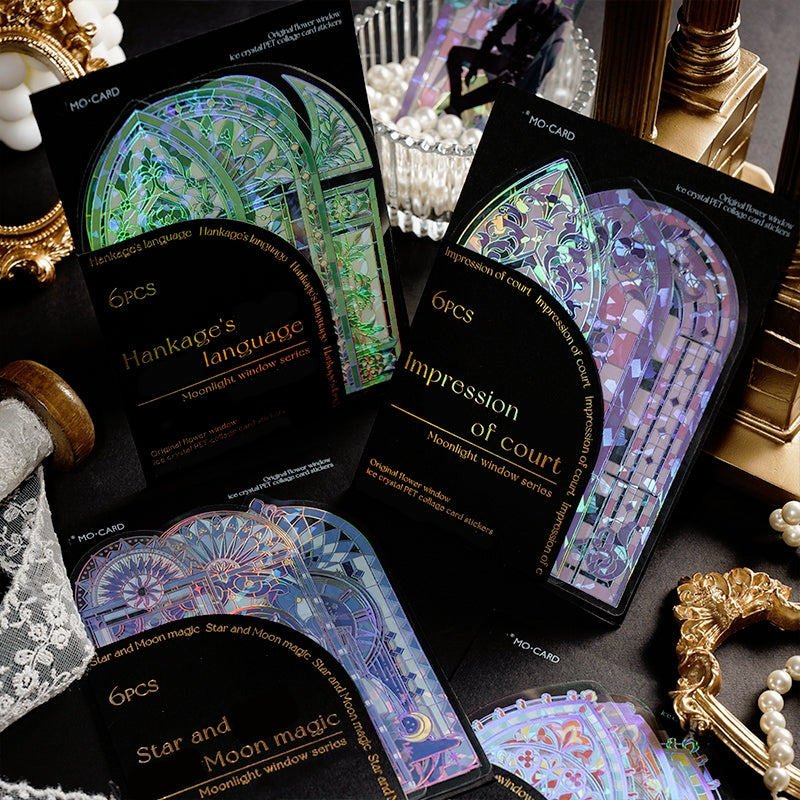 Moonlight Crystal Window DIY Collage Card PET Stickers a