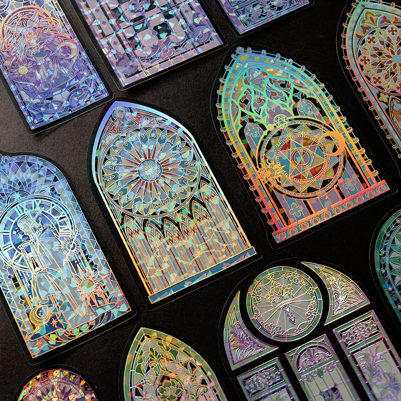 Moonlight Crystal Window DIY Collage Card PET Stickers b2