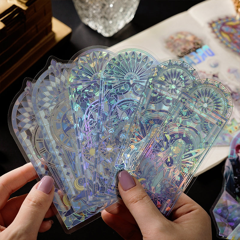Moonlight Crystal Window DIY Collage Card PET Stickers b4