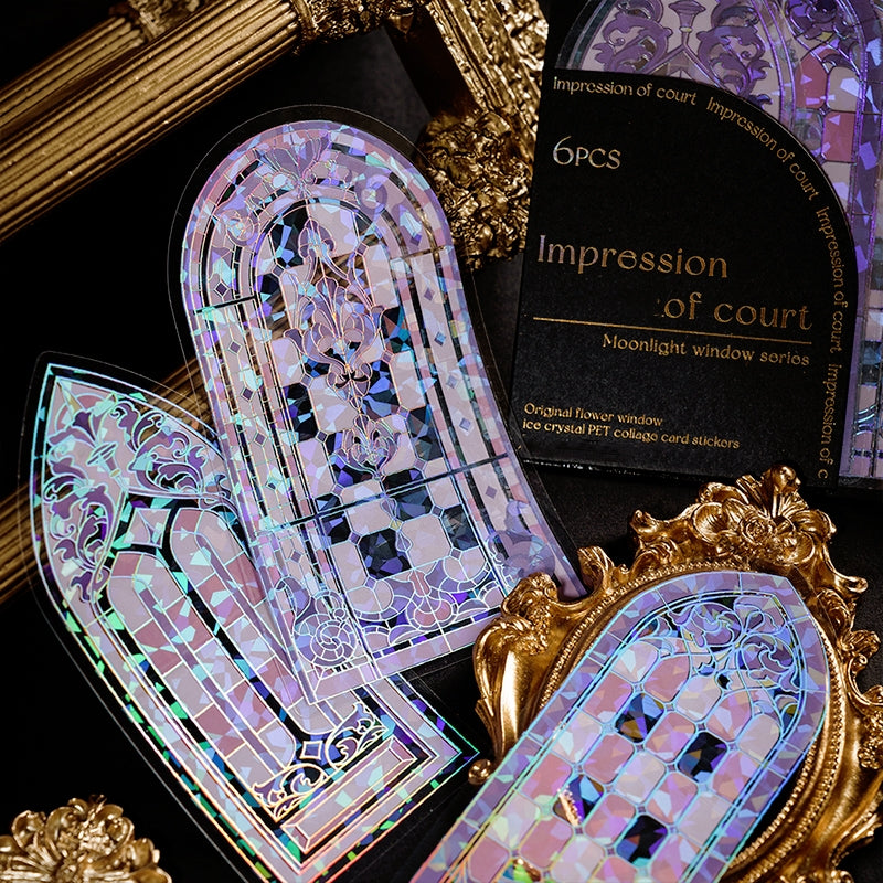 Moonlight Crystal Window DIY Collage Card PET Stickers b6