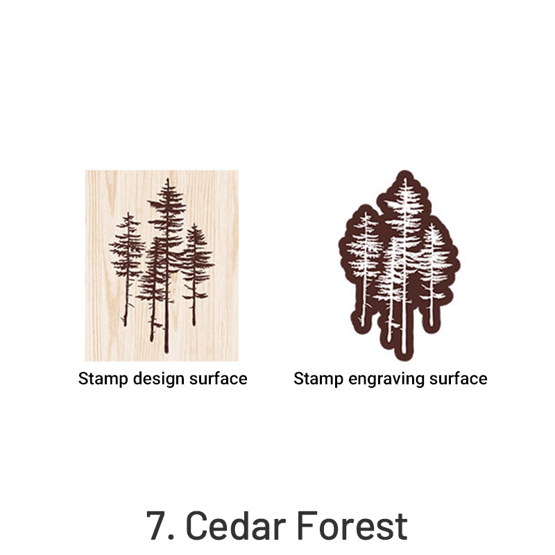 Moonlit Forest Vintage Wooden Rubber Stamp sku-7