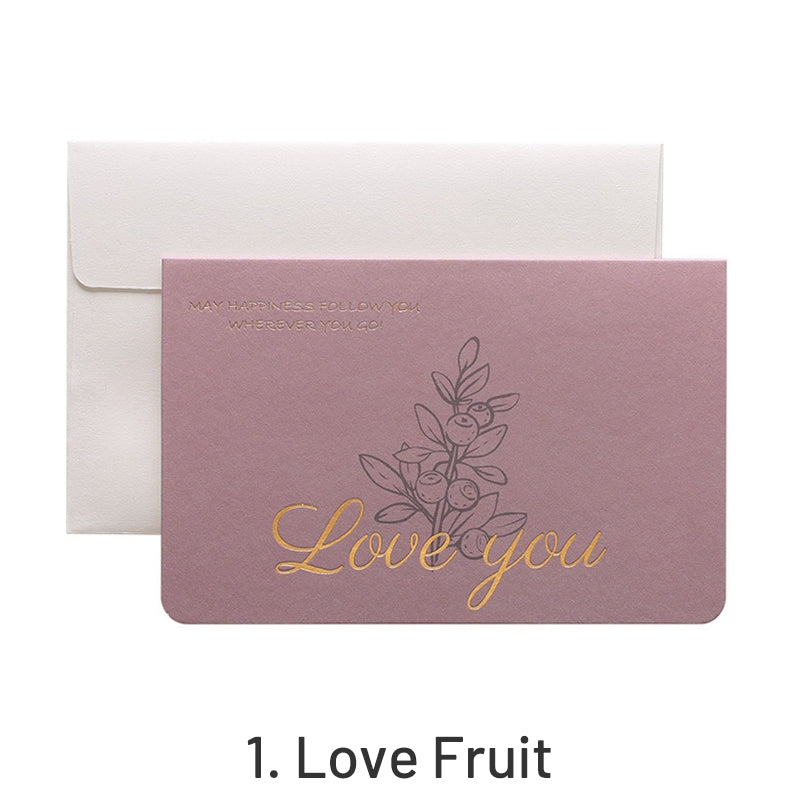 Morandi Color Hot Stamping Words Plant Greeting Card sku-1