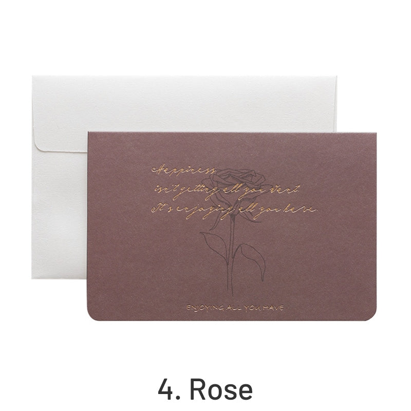 Morandi Color Hot Stamping Words Plant Greeting Card sku-4