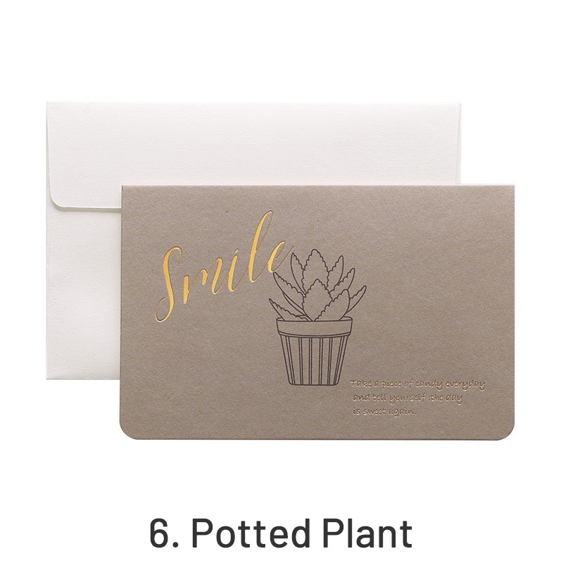 Morandi Color Hot Stamping Words Plant Greeting Card sku-6
