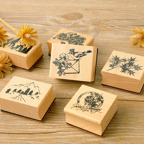 Mountains and Forests DIY Retro Natural Scenery Wood Rubber Stamp a