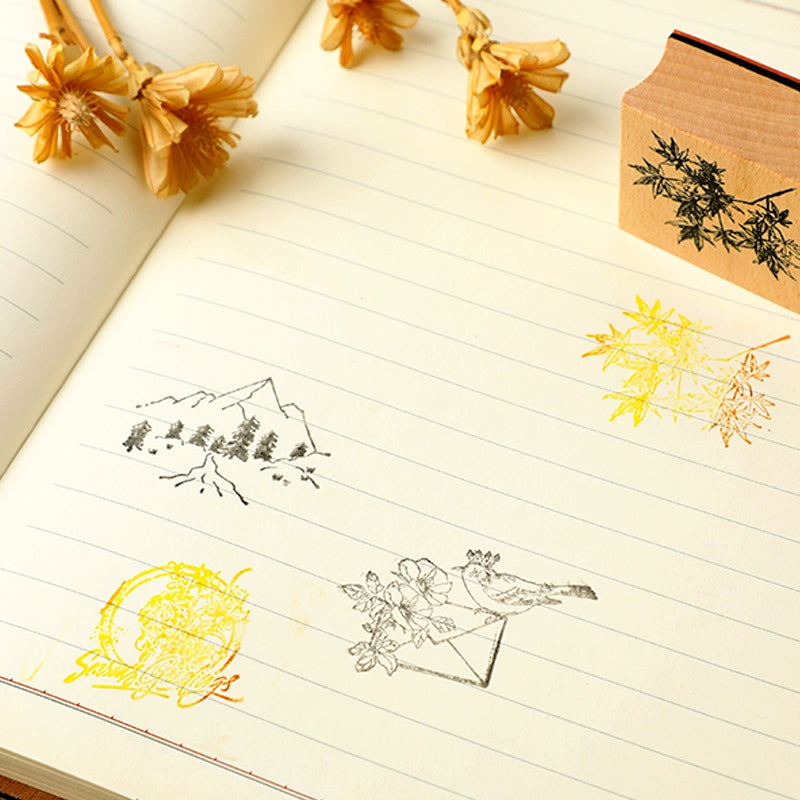 Mountains and Forests DIY Retro Natural Scenery Wood Rubber Stamp b