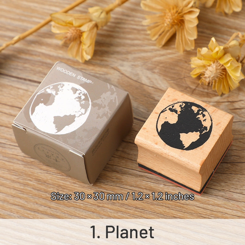 Mountains and Forests DIY Retro Natural Scenery Wood Rubber Stamp sku-1