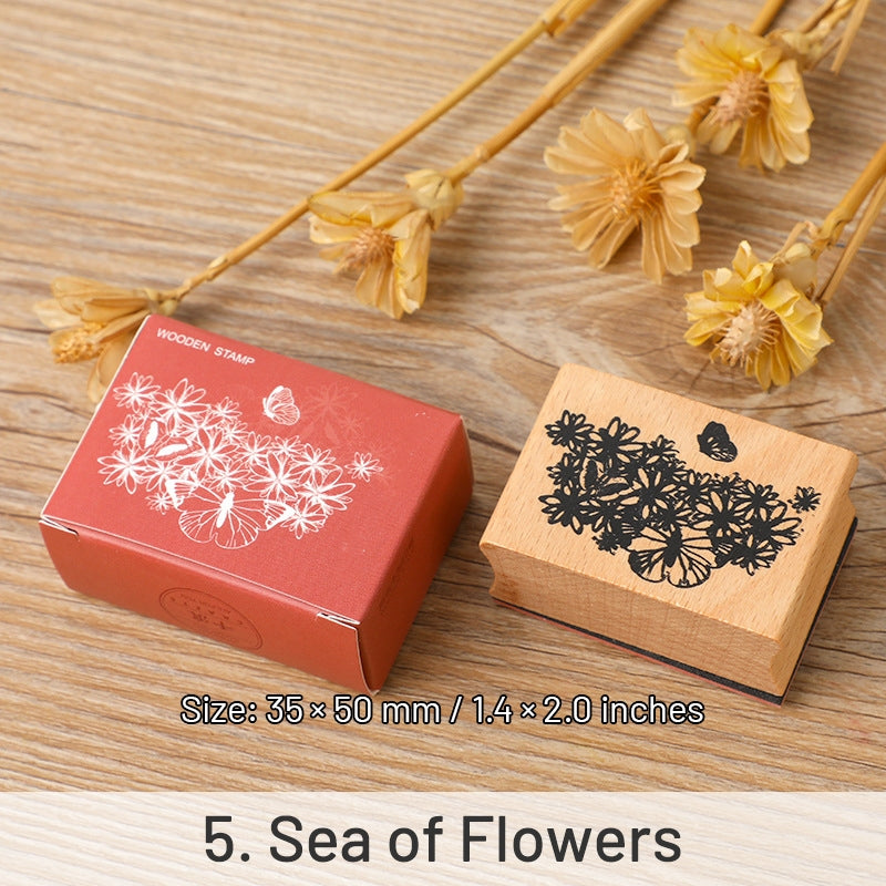 Mountains and Forests DIY Retro Natural Scenery Wood Rubber Stamp sku-5