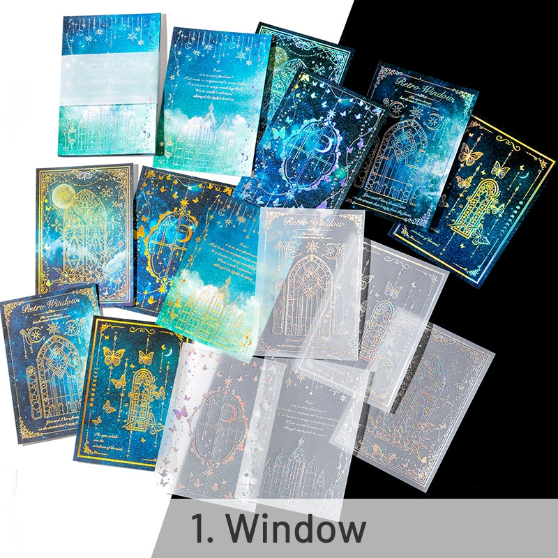 Multi-material Holographic Scrapbook Paper - Space, Window, Moon, Little Prince, Magic, Feather, Butterfly sku-1