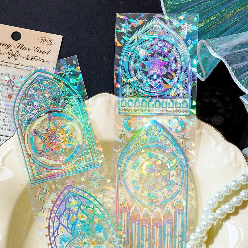 Mystical Holographic Hot Stamping Window PET Stickers b2