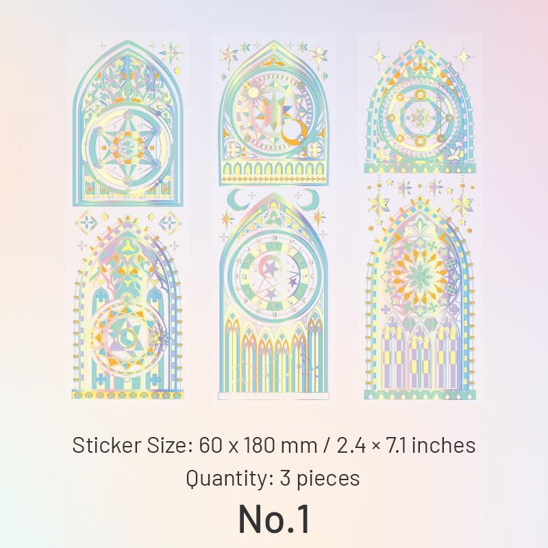 Mystical Holographic Hot Stamping Window PET Stickers sku-1