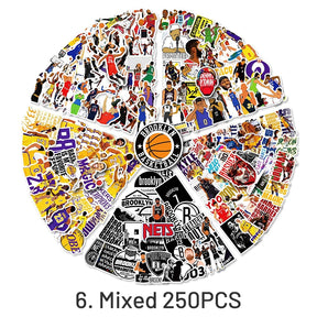 NBA Series Cartoon Graffiti Basketball Team Logo Stickers sku-6