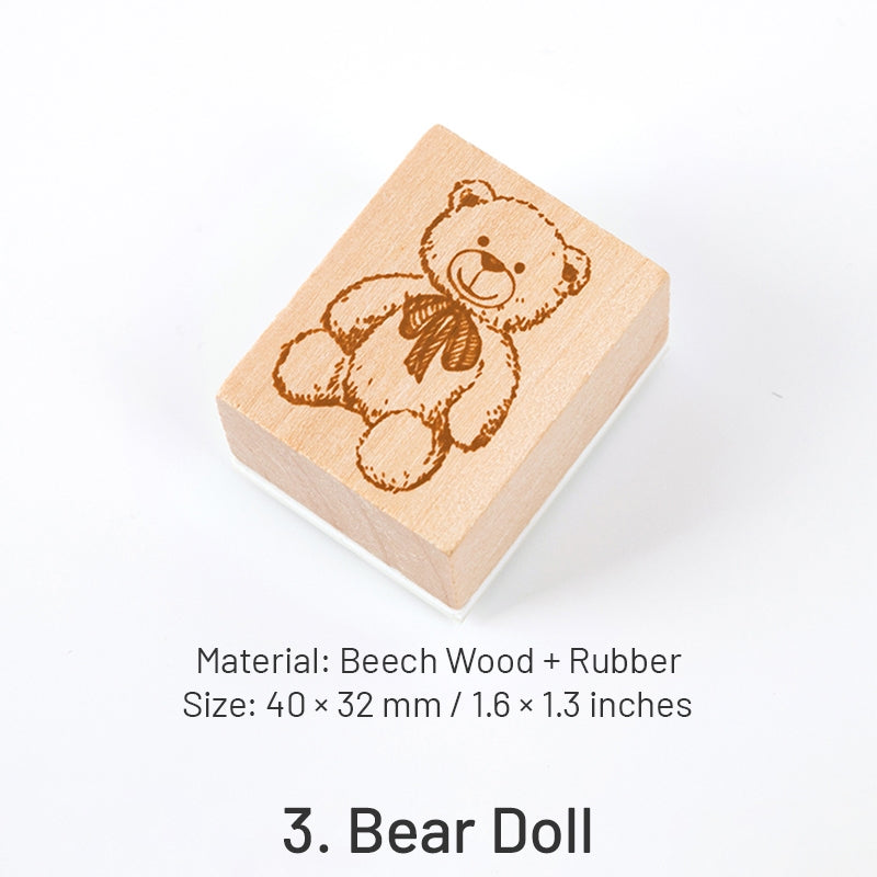 Neon Clothes Series Little Girl Retro Wood Rubber Stamp sku-3
