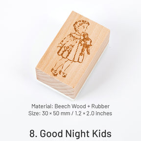 Neon Clothes Series Little Girl Retro Wood Rubber Stamp sku-8