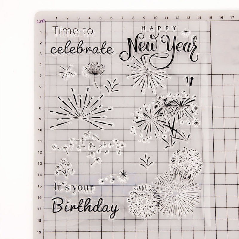 New Year Fireworks Clear Silicone Stamp b1